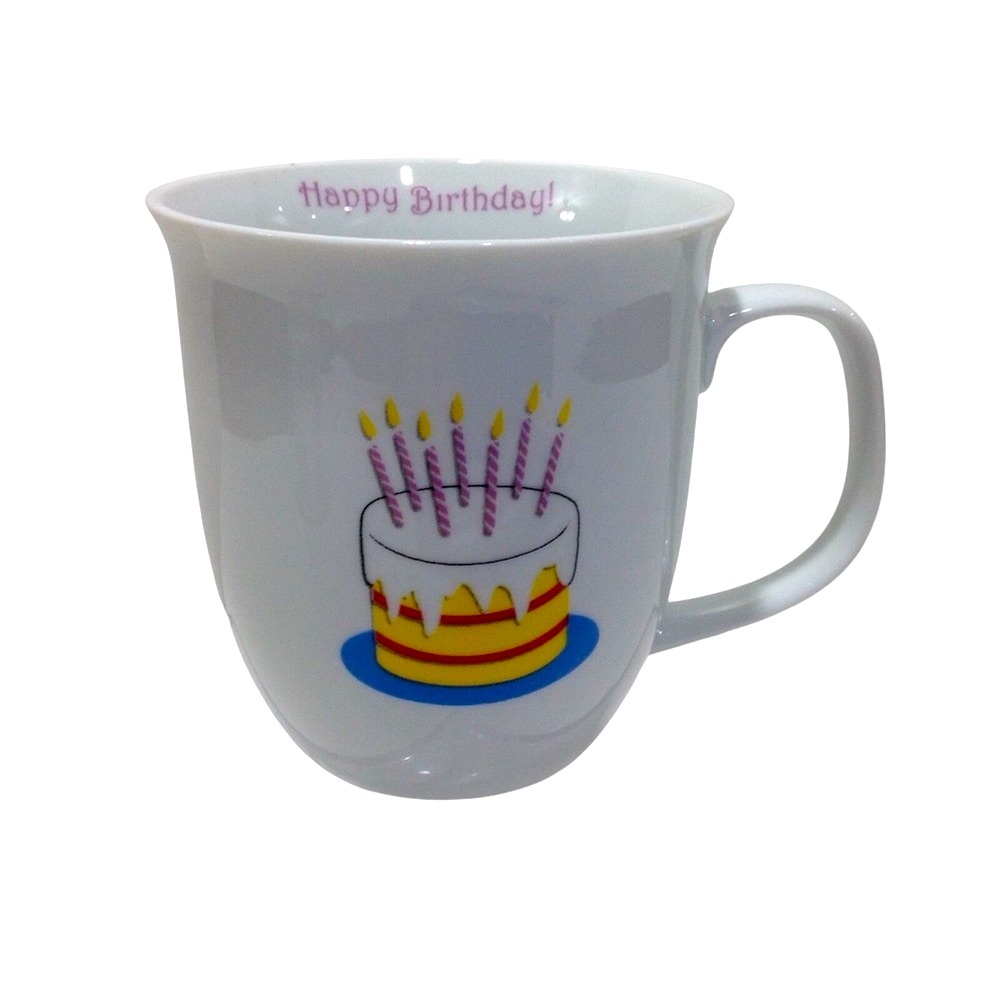 Zrike “Happy Birthday” Everyday Coffee Mug Cup with Birthday Cake Graphic NWOT